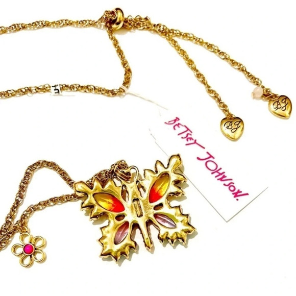 BETSEY JOHNSON Slide ‘Love Fest’ Butterfly or Dragonfly Crystal Necklace NEW NWT - Picture 5 of 6